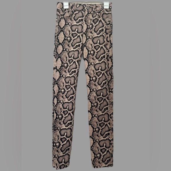 Zara Trafaluc Brown Snake Print High Waist Womens Skinny Jeans Sz 2 - Picture 2 of 4